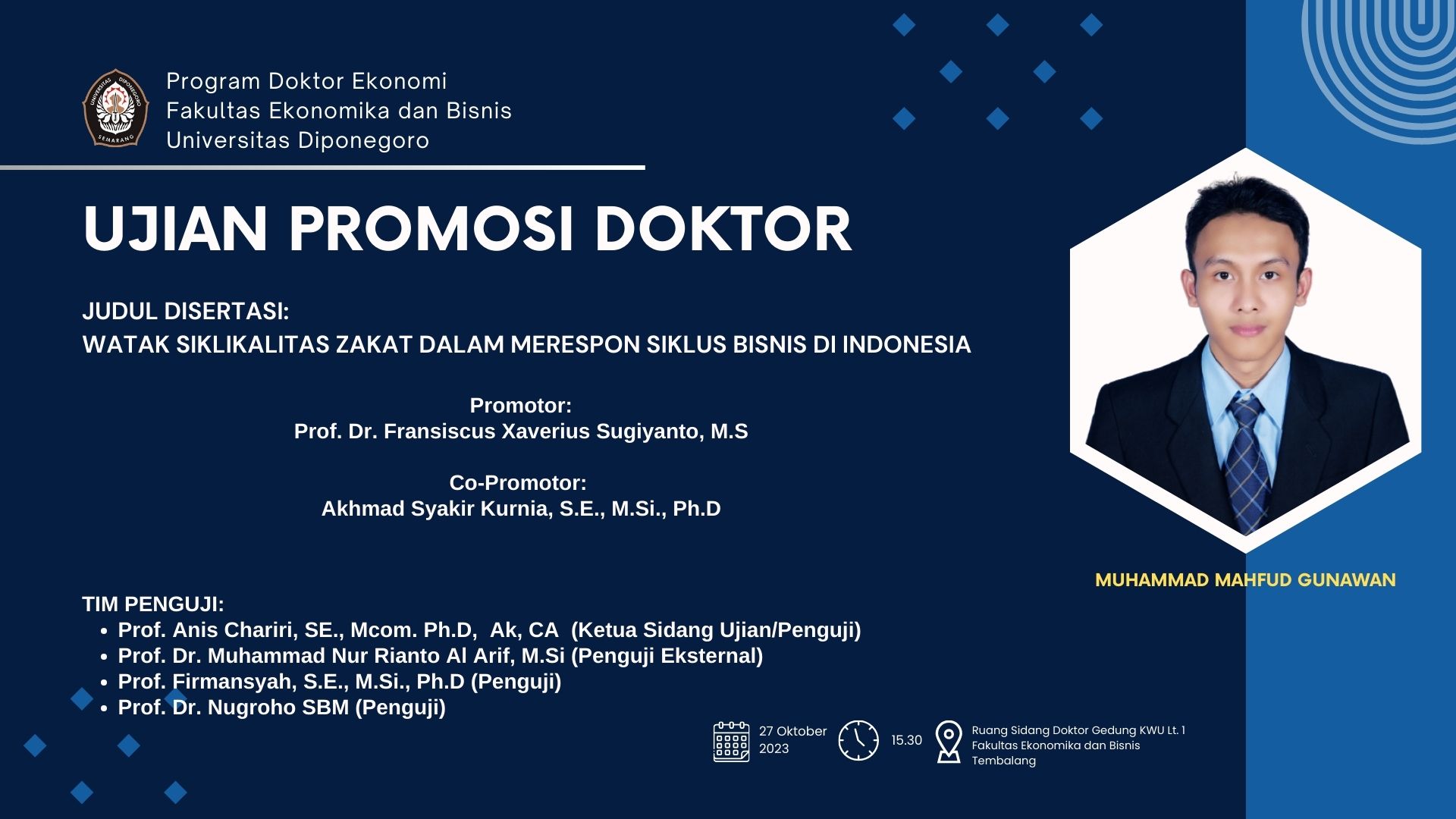 Ujian Promosi Doktor Muhammad Mahfud Gunawan Doktor Ilmu Ekonomi