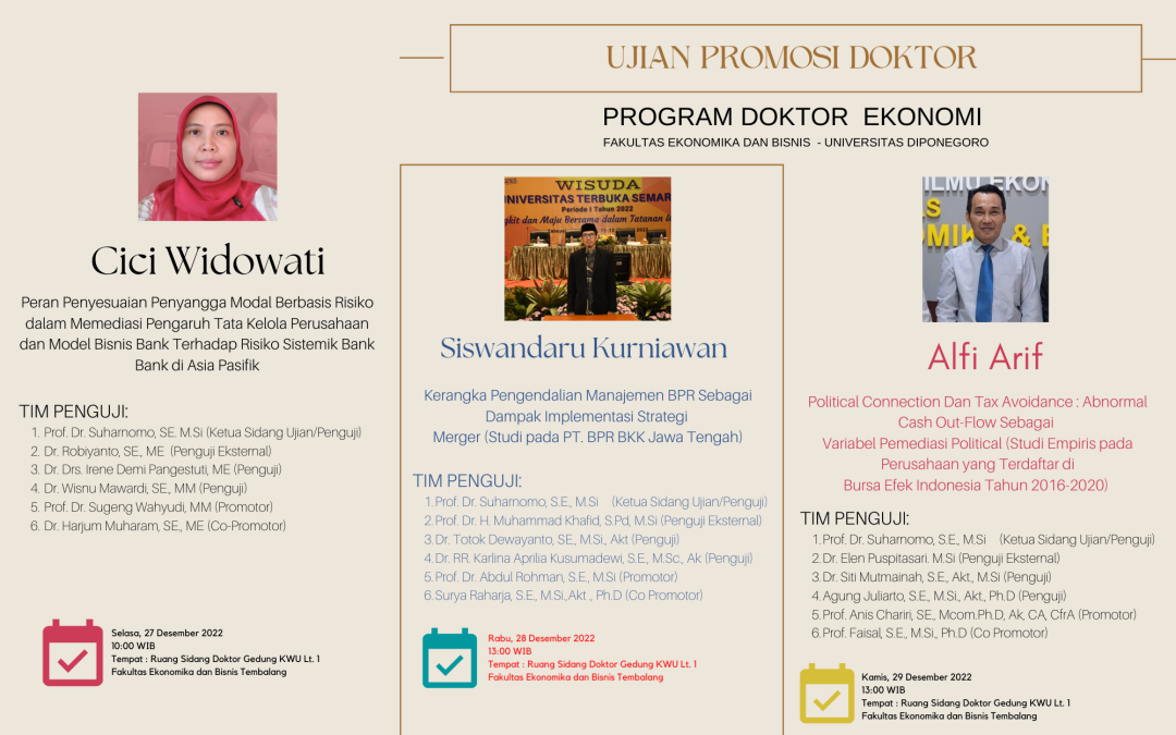 UJIAN PROMOSI: PROGRAM DOKTOR EKONOMI UNDIP