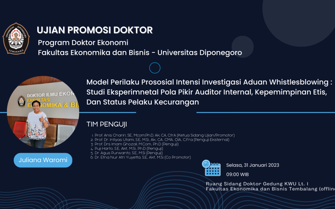 Ujian Promosi Doktor a.n. Juliana Waromi